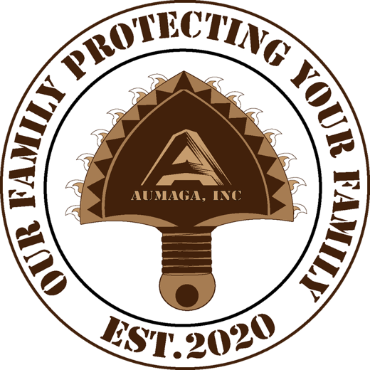 Aumaga, Inc seal — Our family protecting your family, Est. 2020